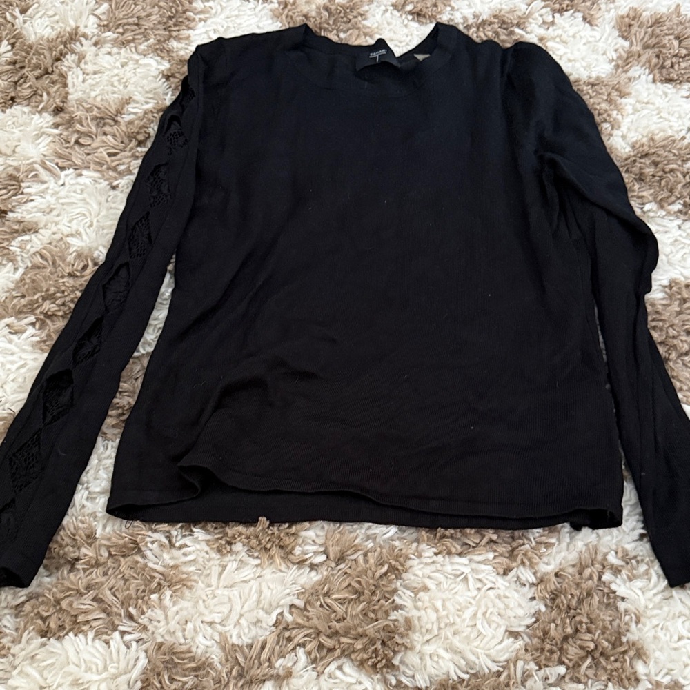 Tahari Black Long Sleeve Top